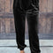 Black Vintage Pocket Velvet Jogger Pants