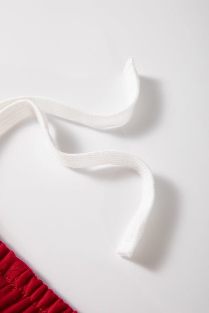 Light French Beige Striped Drop Shoulder Pullover and Joggers Set