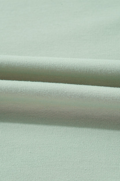 Smoke Green Flower Patchwork Exposed Seam Raglan Sleeve Top