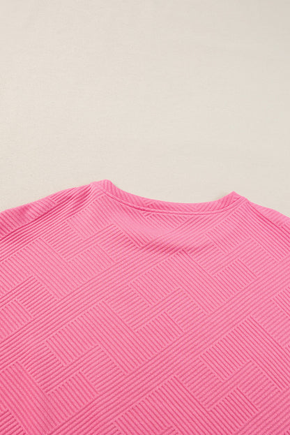 Red Dahlia Textured Loose Fit T Shirt & Drawstring Pants Set