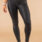 Black Piping Trim Sleek Leather High Waist Leggings