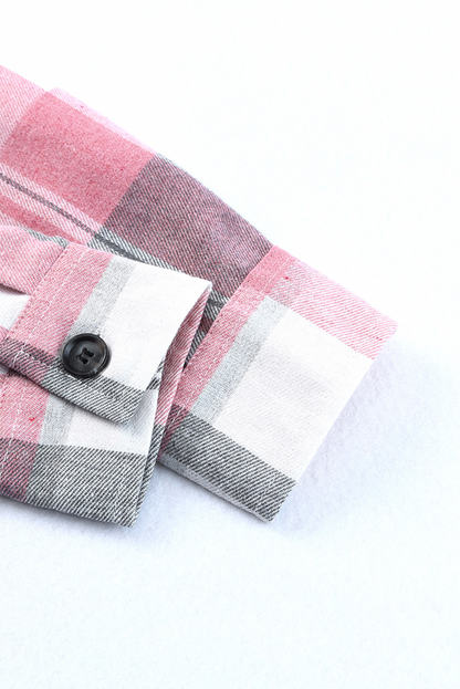 Green Long Sleeve Collared Button Up Flannel Shacket