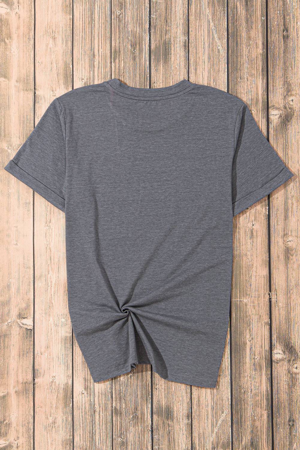 Black Solid Color Basic Crew Neck Plain Tee
