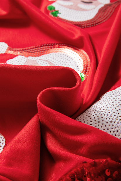 Fiery Red Sequined Santa Claus Christmas Crewneck Sweatshirt