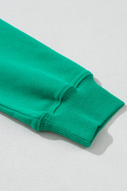 Green MERRY Print Drop Sleeve Pullover Sweatshirt