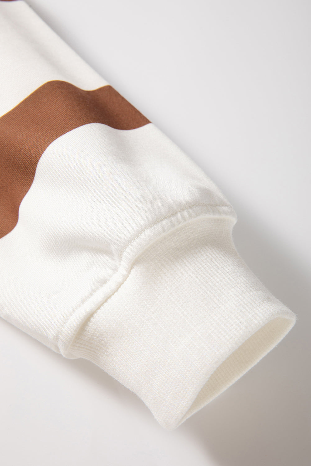 Light French Beige Striped Drop Shoulder Pullover and Joggers Set