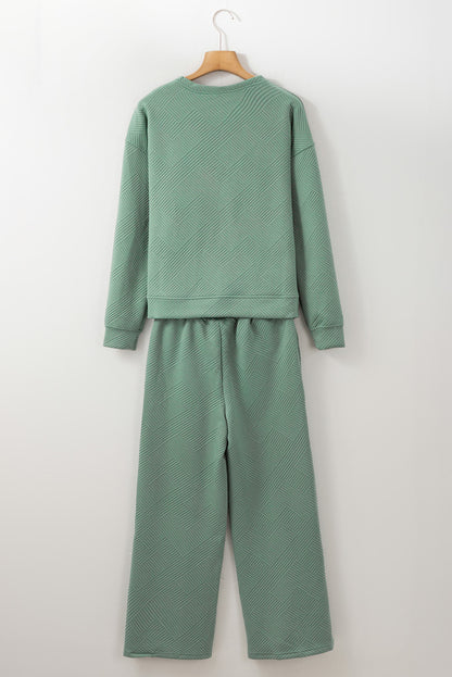 Red Dahlia Textured Loose Slouchy Long Sleeve Top and Pants Set