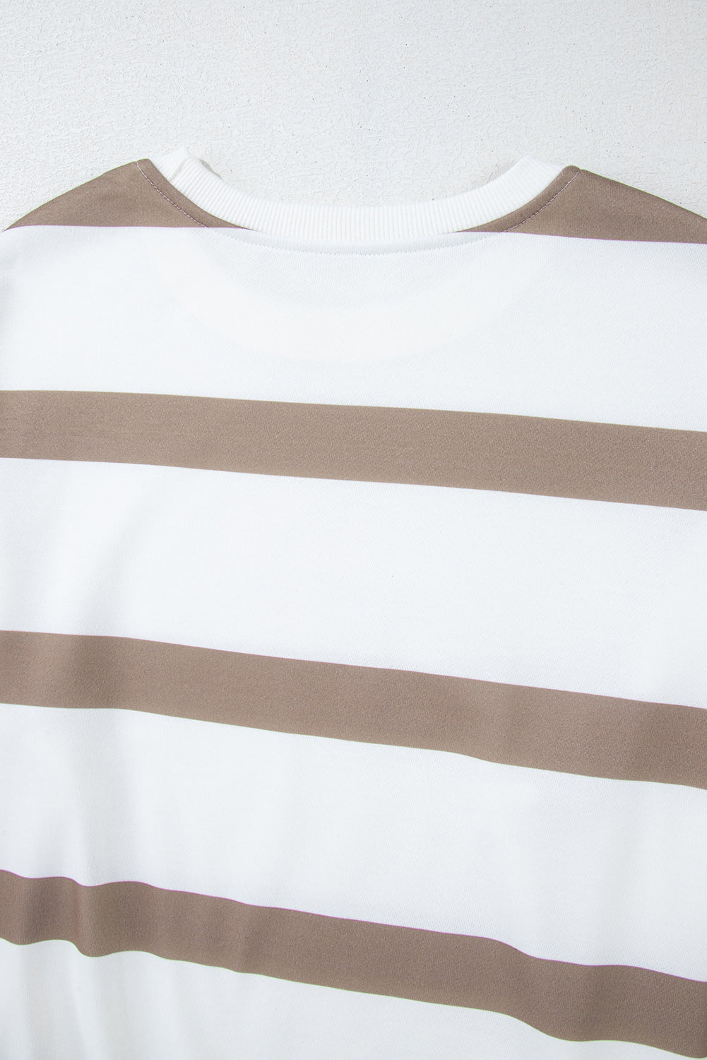 Light French Beige Striped Drop Shoulder Pullover and Joggers Set