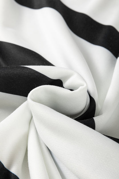 Light French Beige Striped Drop Shoulder Pullover and Joggers Set