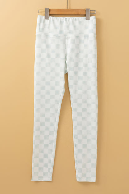 Black Checkered Pattern High Waist Skinny Leggings