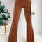 Chestnut Solid Color High Waist Corduroy Flare Pants
