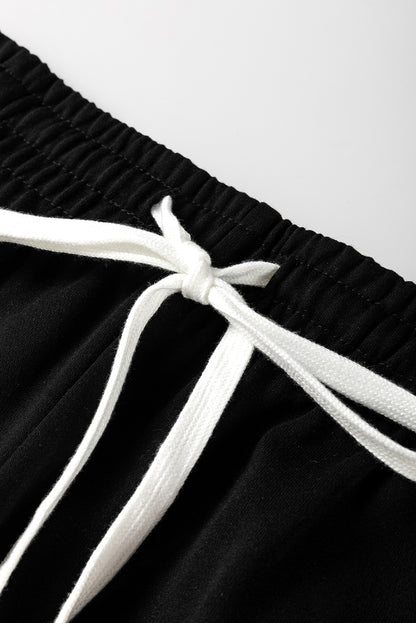 Light French Beige Striped Drop Shoulder Pullover and Joggers Set