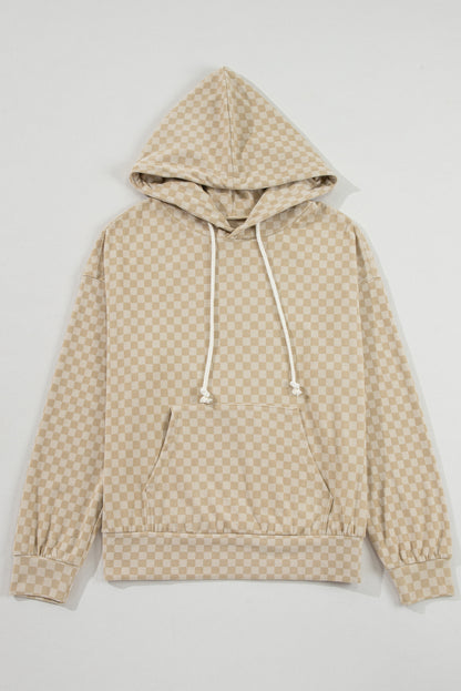 Green Checkered Kangaroo Pocket Hoodie