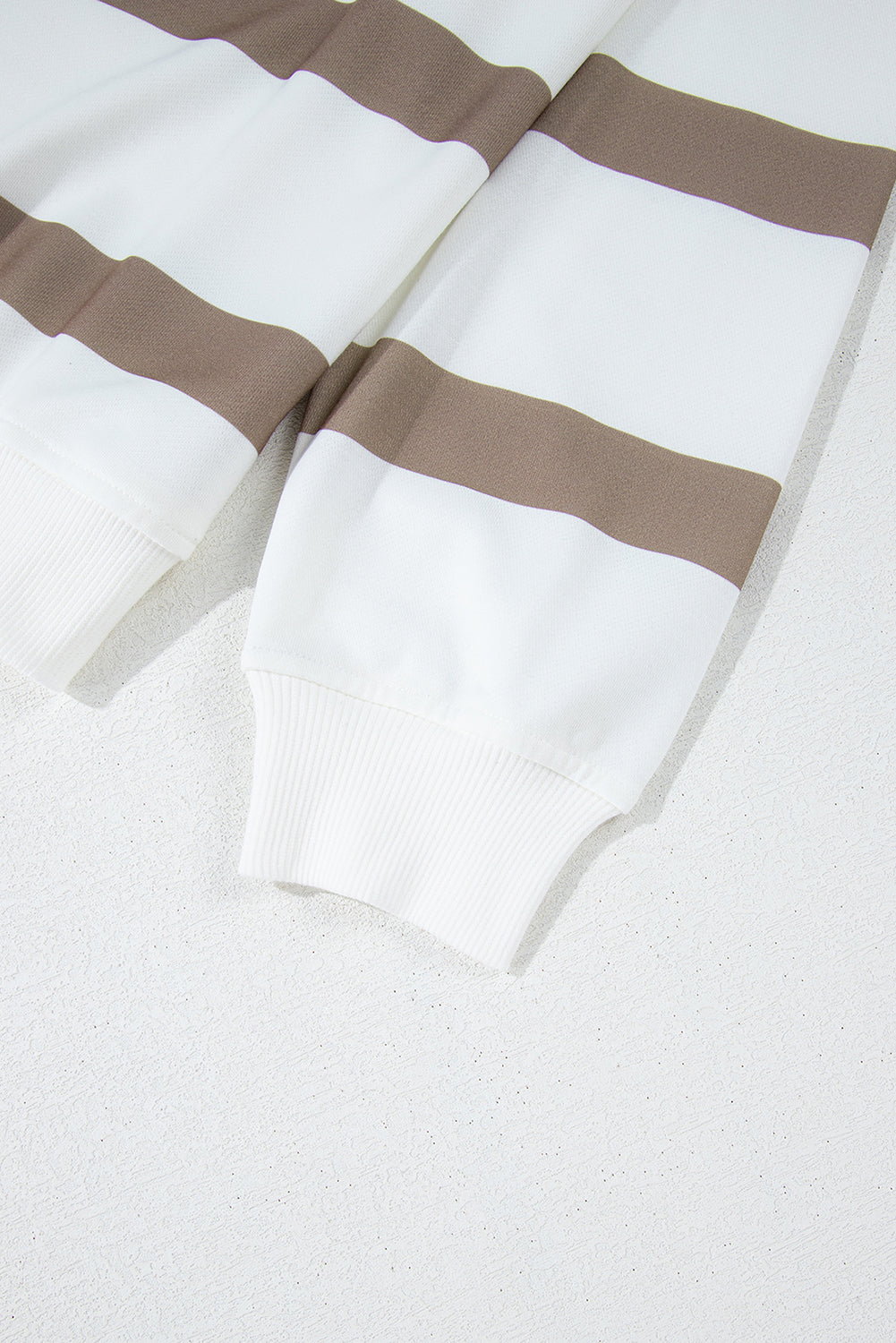 Light French Beige Striped Drop Shoulder Pullover and Joggers Set