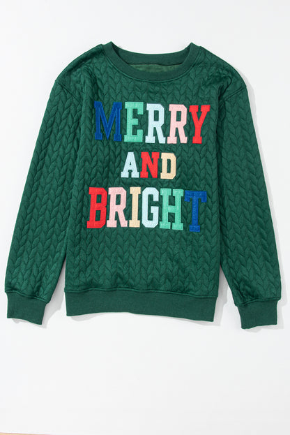 Blackish Green Merry And Bright Quilted Sweatshirt