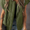 Jungle Green Quilted Drawstring Hooded Zip Up Puffer Vest