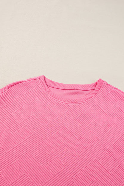 Red Dahlia Textured Loose Fit T Shirt & Drawstring Pants Set