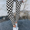 Black Checkered Pattern High Waist Skinny Leggings