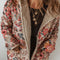 Beige Vintage Paisley Floral Printed Sherpa Lined Hooded Jacket