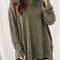 Green Waffle Knit Drop Sleeve High Slits Oversized Top
