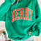 Green MERRY Print Drop Sleeve Pullover Sweatshirt