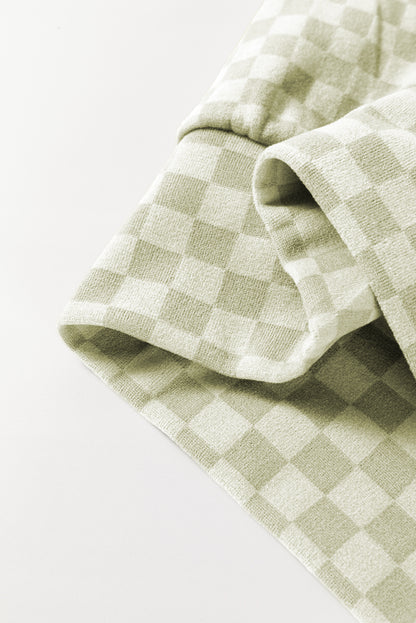 Green Checkered Kangaroo Pocket Hoodie