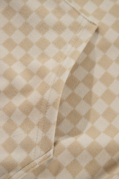 Green Checkered Kangaroo Pocket Hoodie