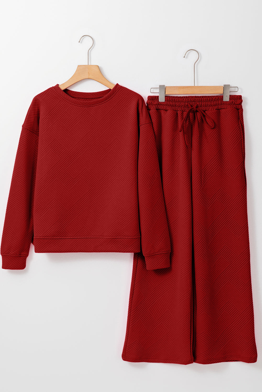 Red Dahlia Textured Loose Slouchy Long Sleeve Top and Pants Set