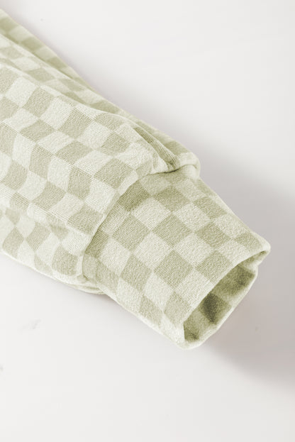 Green Checkered Kangaroo Pocket Hoodie