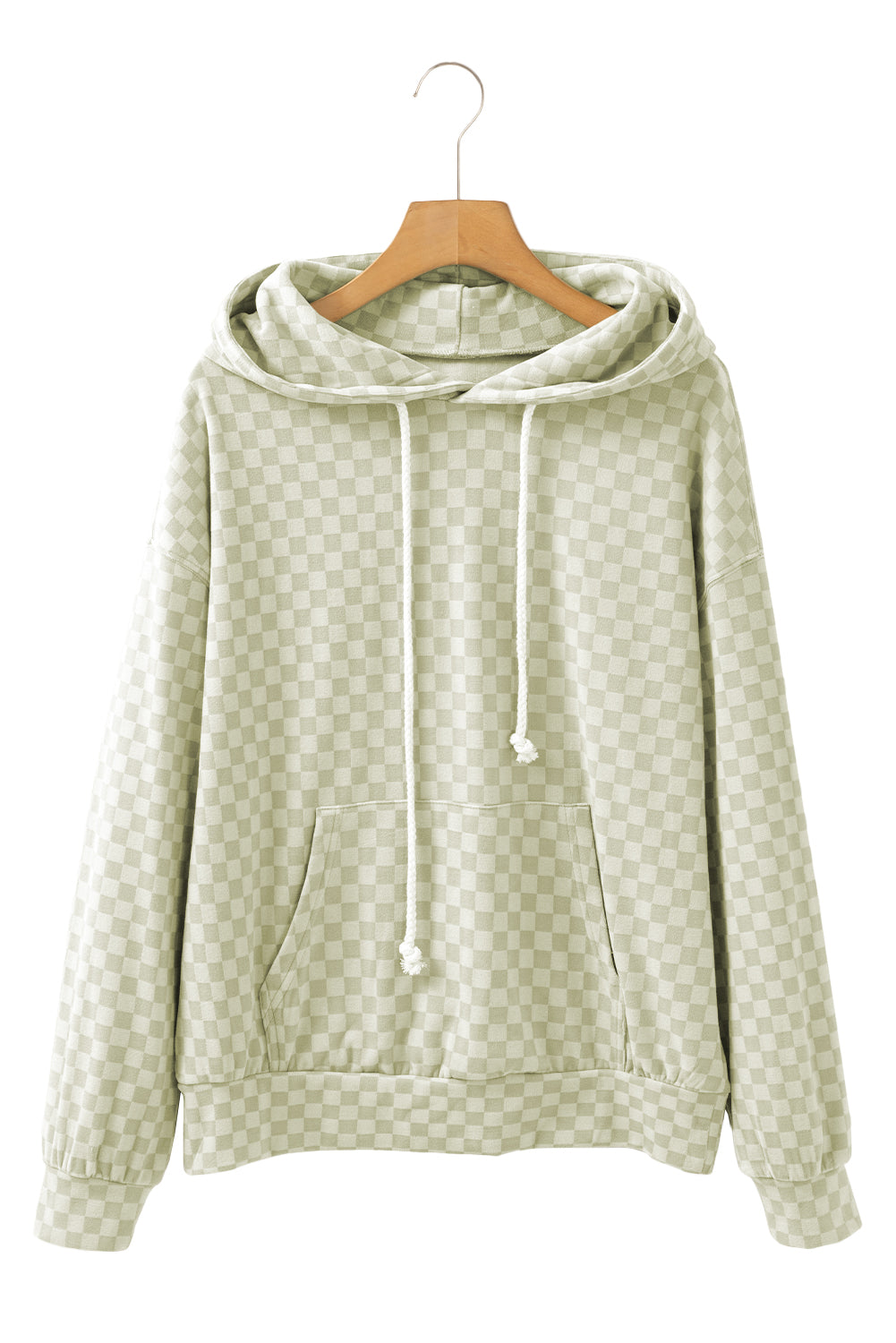 Green Checkered Kangaroo Pocket Hoodie