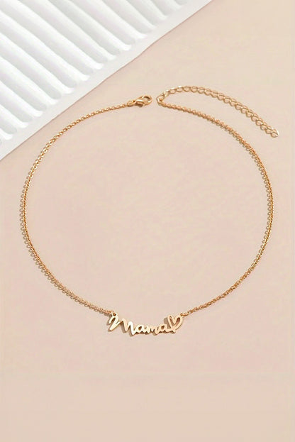 Gold Mama Letter Heart Pattern Necklace
