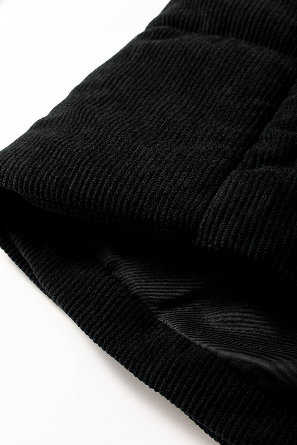 Coffee Solid Color Corduroy Puffer Vest Coat