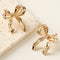 Gold Elegant Ribbon Bow Shape Stud Earrings