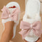 White Cute Bowknot Home Fluffy Slippers