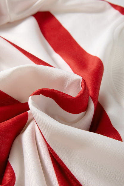 Light French Beige Striped Drop Shoulder Pullover and Joggers Set