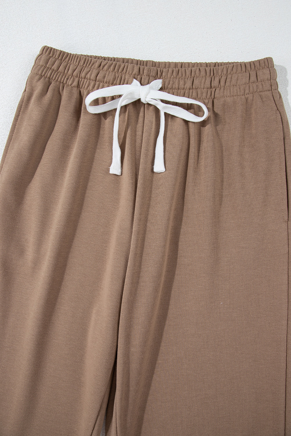 Light French Beige Striped Drop Shoulder Pullover and Joggers Set