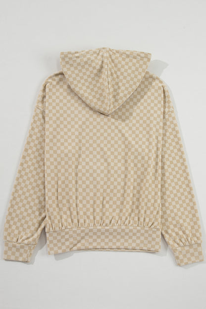 Green Checkered Kangaroo Pocket Hoodie