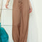 Brown Casual Drawstring Shirred Elastic Waist Wide Leg Pants
