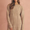 Parchment Twist Cable Knit Drop Shoulder Loose Fit Sweater Dress