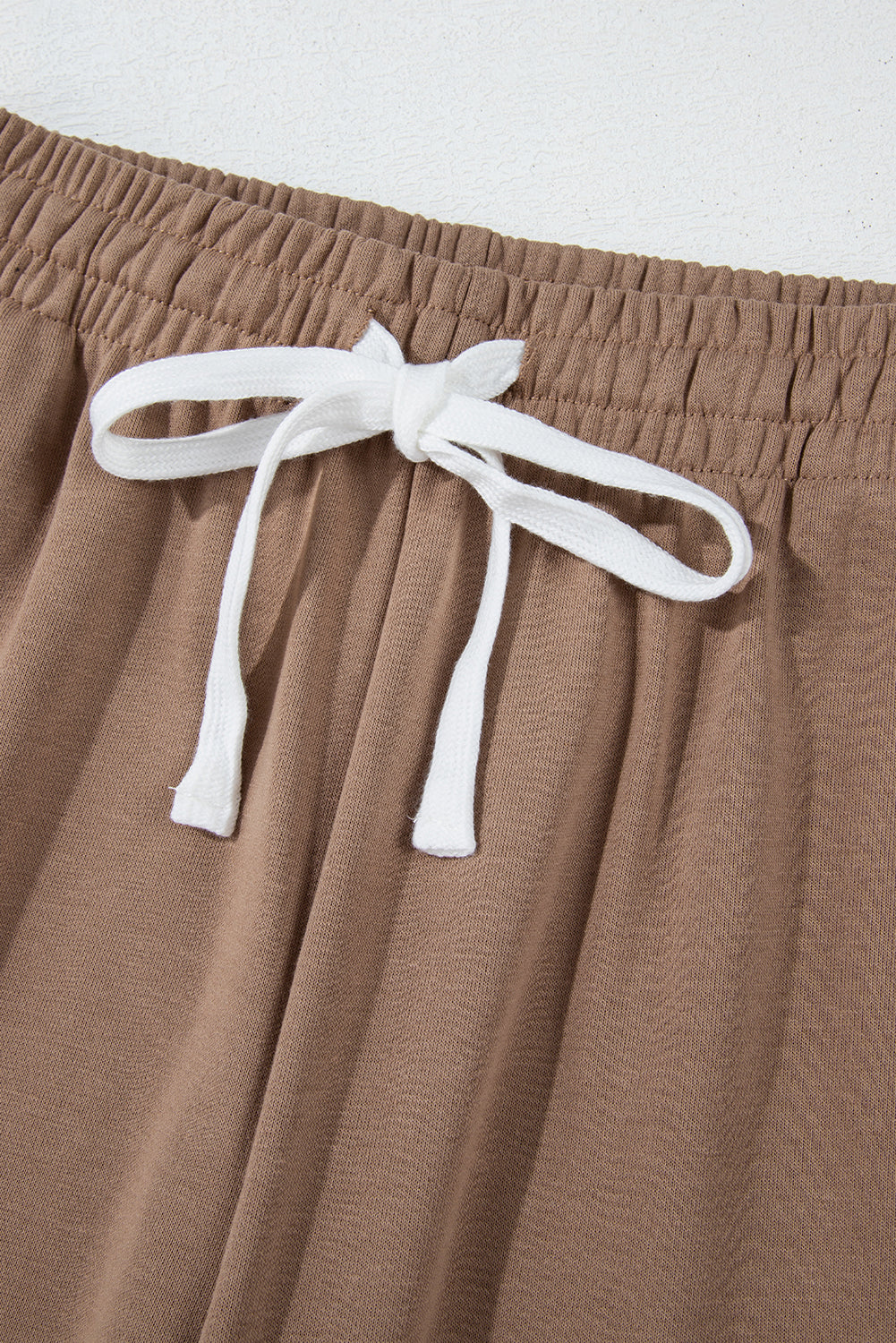 Light French Beige Striped Drop Shoulder Pullover and Joggers Set