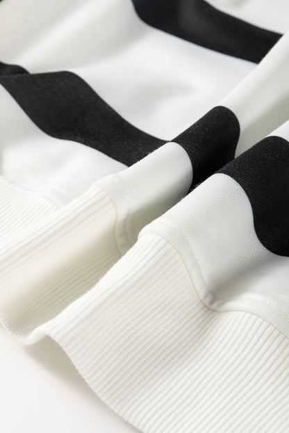 Light French Beige Striped Drop Shoulder Pullover and Joggers Set