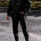 Black Solid Color High Low Pullover and Pants Set