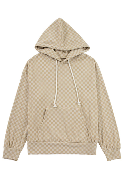 Green Checkered Kangaroo Pocket Hoodie