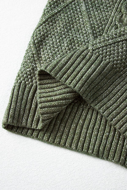 Parchment Twist Cable Knit Drop Shoulder Loose Fit Sweater Dress