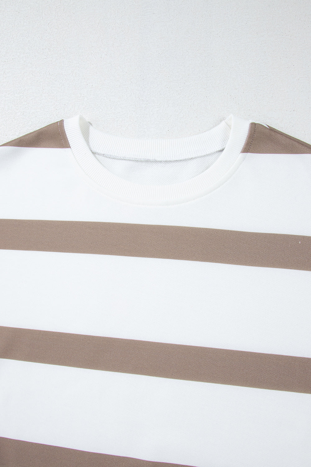 Light French Beige Striped Drop Shoulder Pullover and Joggers Set