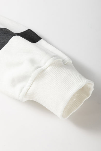 Light French Beige Striped Drop Shoulder Pullover and Joggers Set