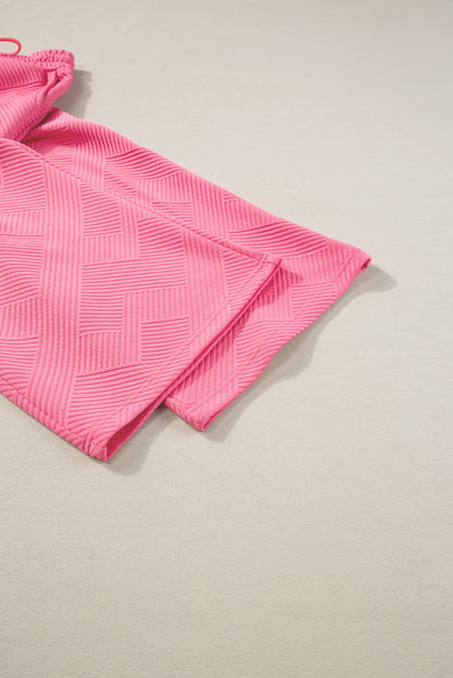 Red Dahlia Textured Loose Fit T Shirt & Drawstring Pants Set