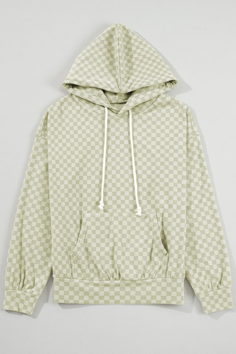 Green Checkered Kangaroo Pocket Hoodie
