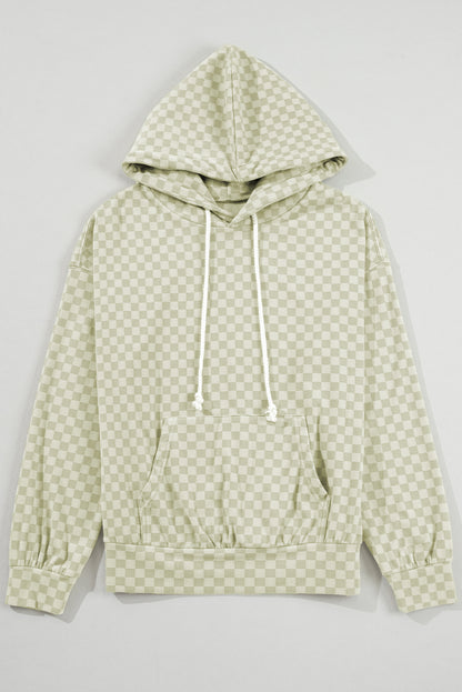 Green Checkered Kangaroo Pocket Hoodie