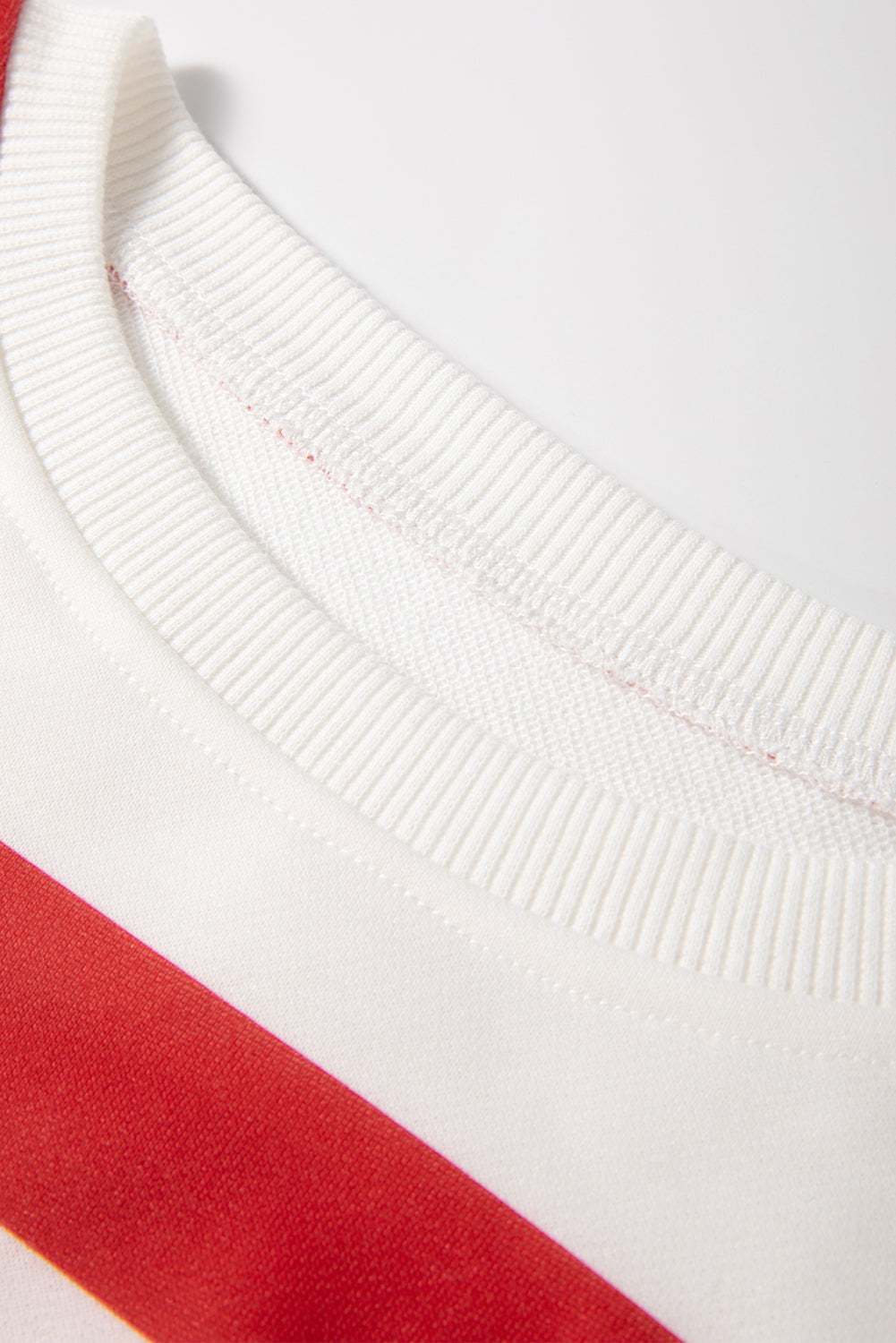 Light French Beige Striped Drop Shoulder Pullover and Joggers Set